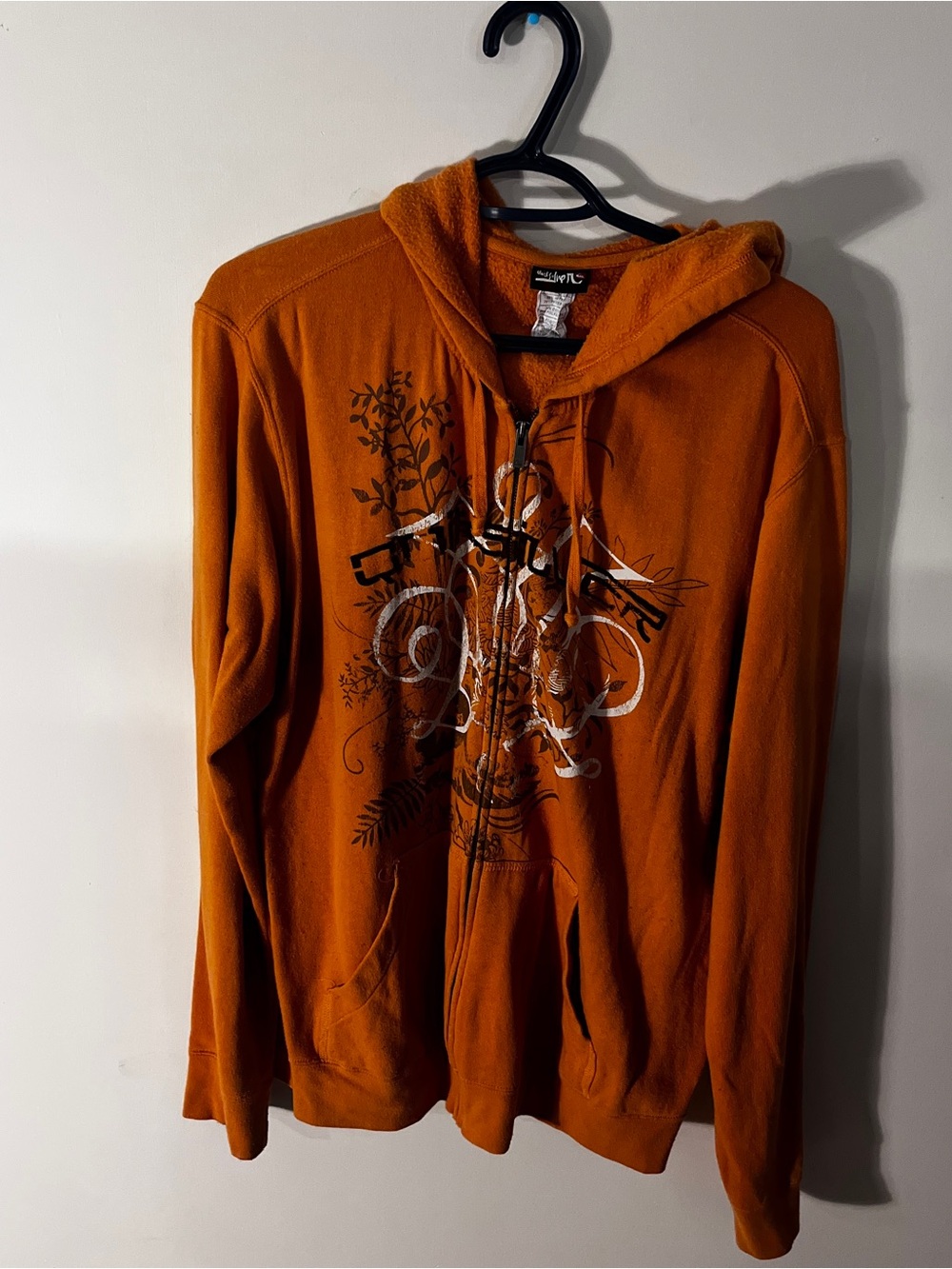 Quiksilver Orange Graphic Zip Hoodie Jacket